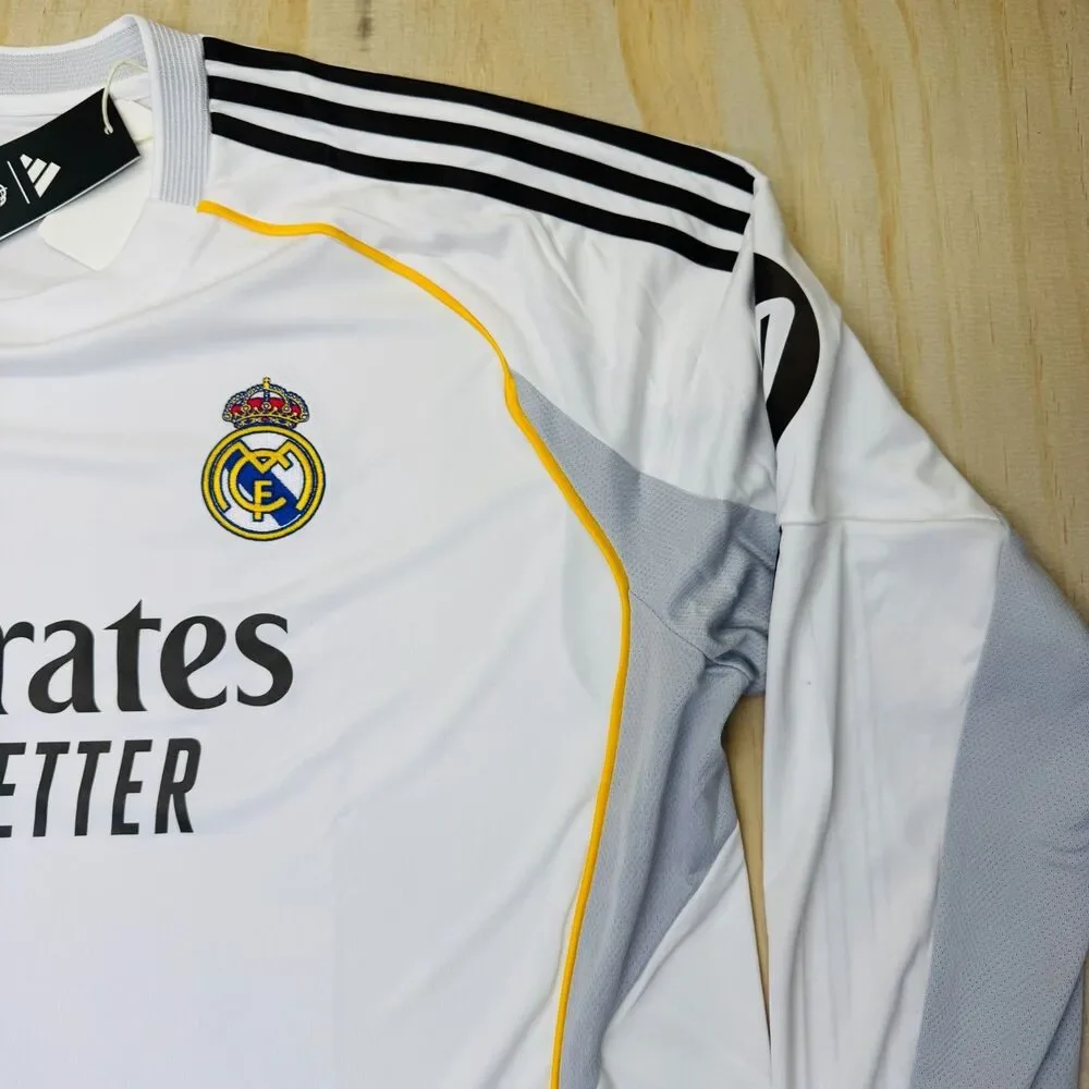 NEW Real Madrid 25/26 Adidas Long Sleeve SLIM Sz 2XL Home Soccer Jersey JN8884